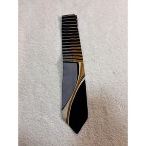 Zianetti Silk Collection Retro Tie Black Gray Brown Fabric 3.5"x57